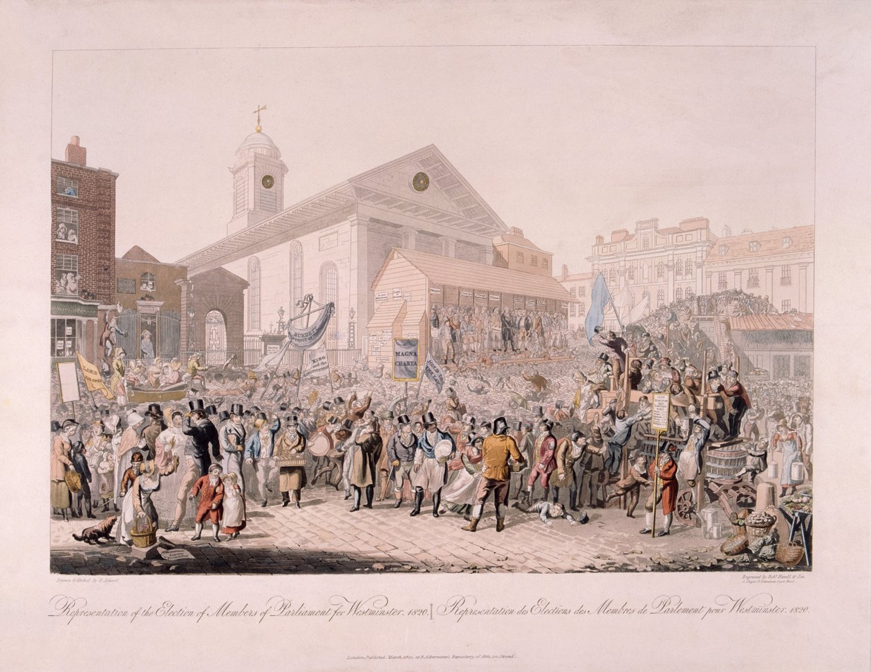 Volby v Covent Garden, Londýn, 1818. od Rudolph Ackermann