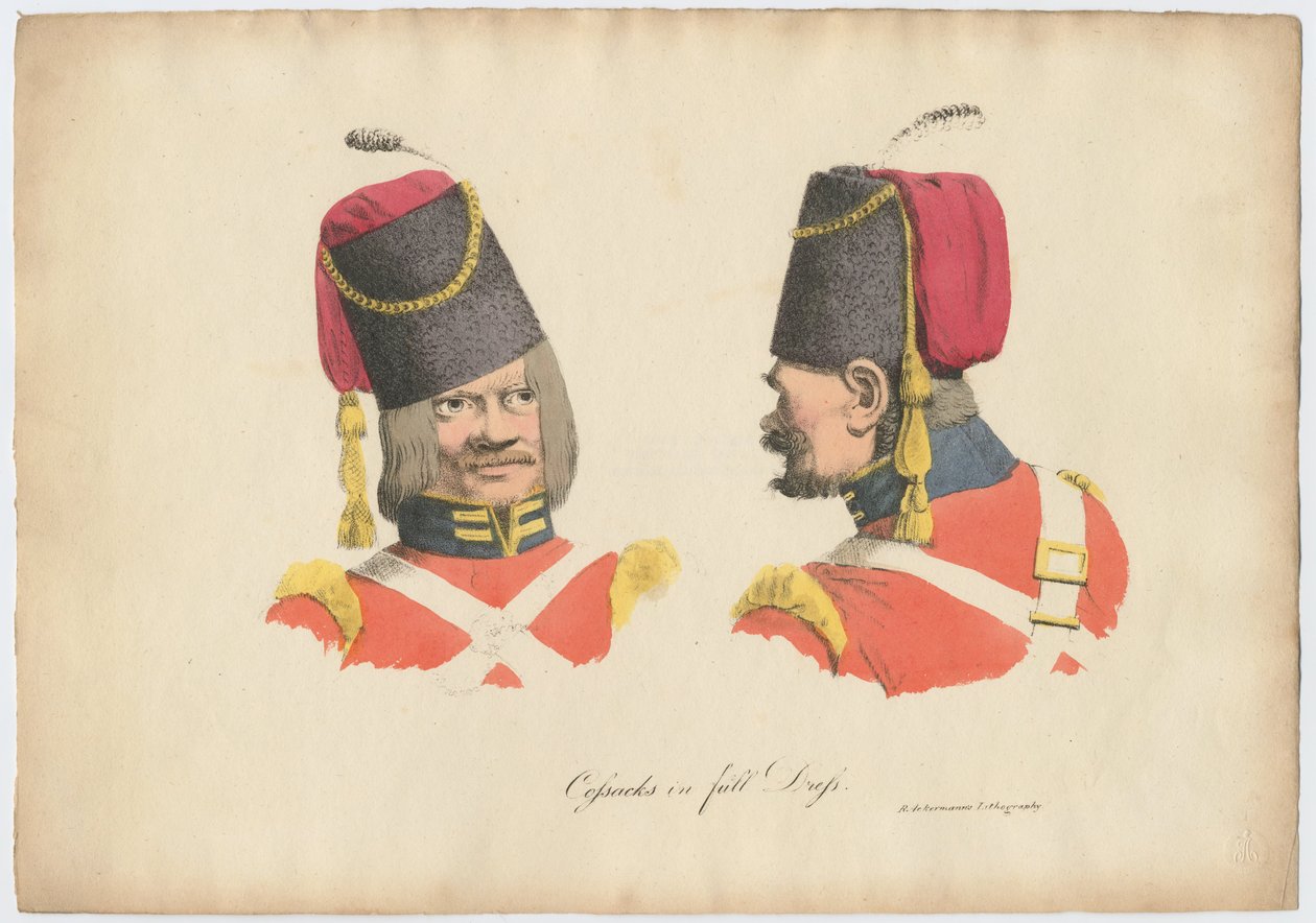 Kozácká uniforma, 1820 od Rudolph Ackermann