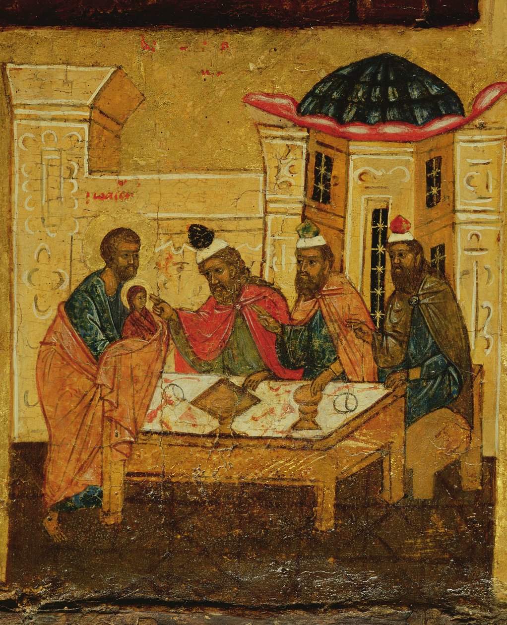 Ikona znázorňující Klanění tří králů, kolem roku 1550 od Russian School