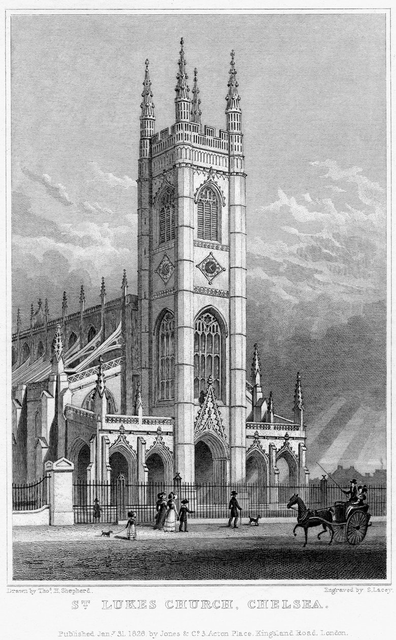 Kostel St Lukes, Chelsea, Londýn, 1828. od S. Lacey