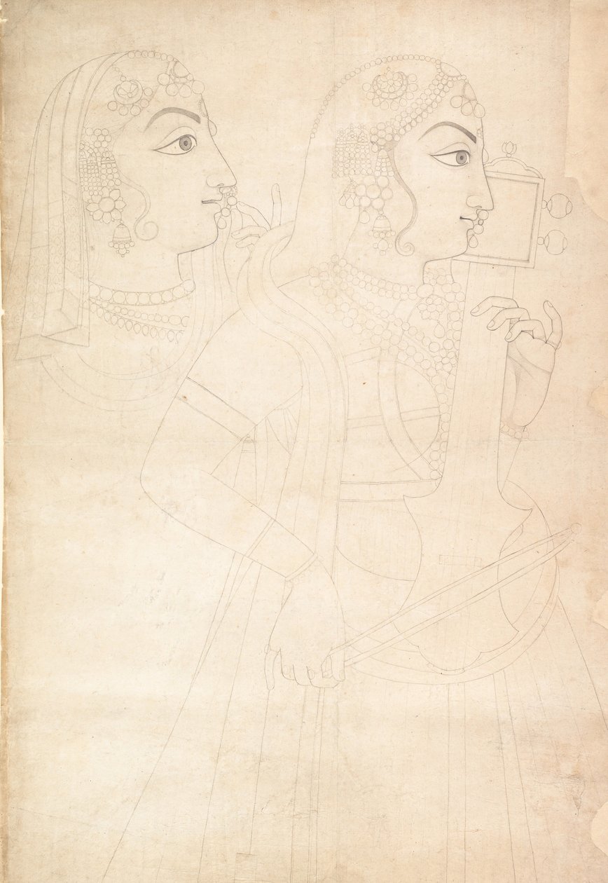 Zpěvák a Sarinda Player, ca. 1800. od Sahib Ram