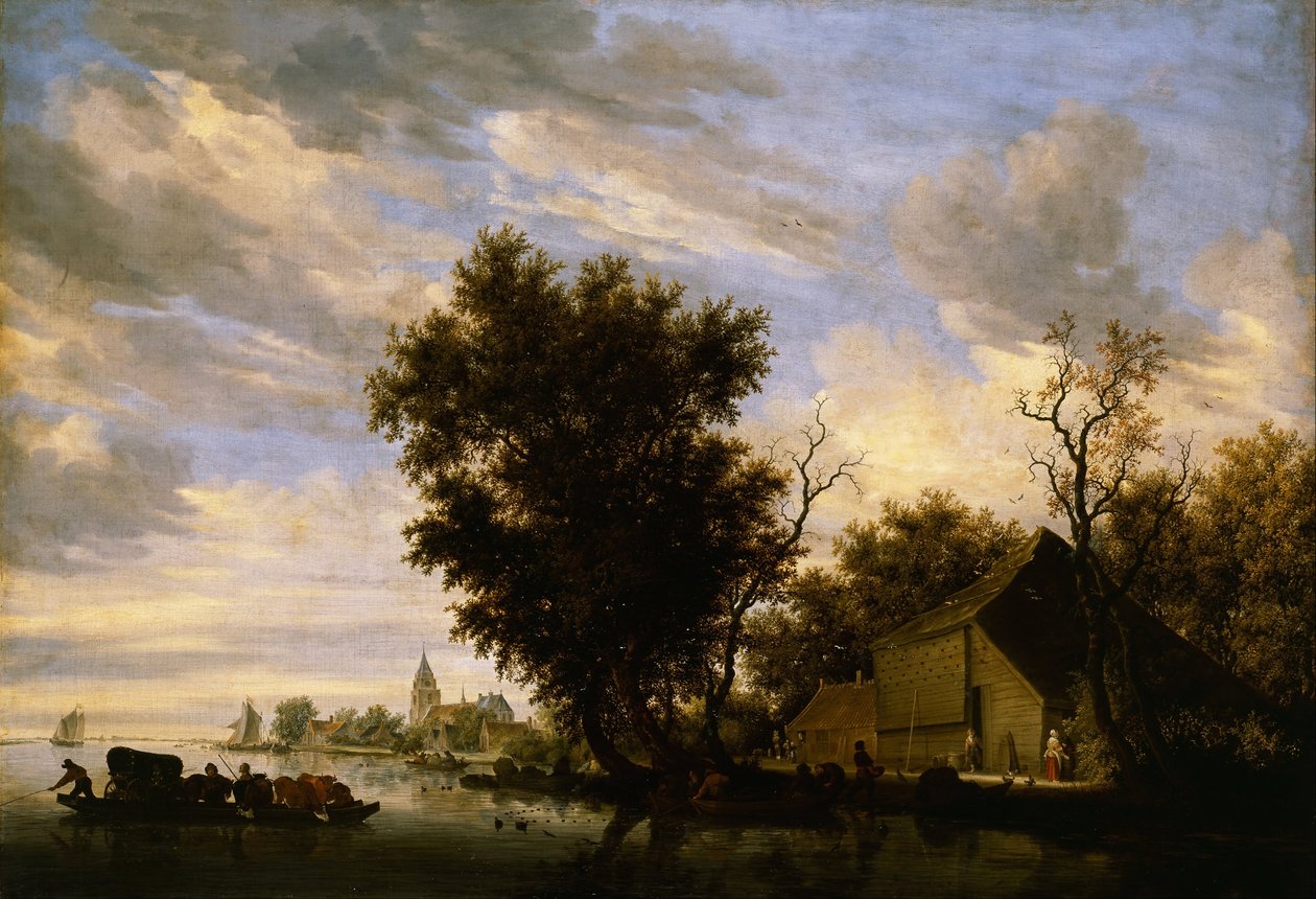 Řeka scéna s trajektem od Salomon van Ruisdael or Ruysdael