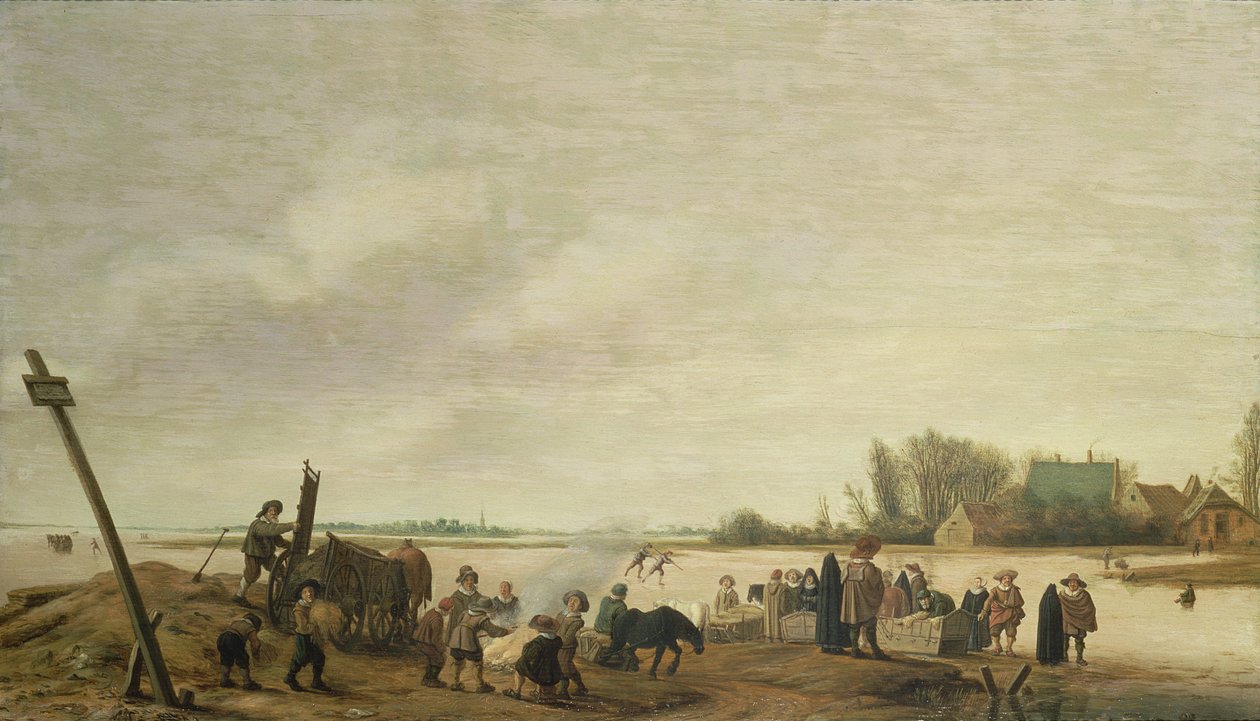 Zimní krajina s řekou, 1627 (panel) od Salomon van Ruisdael or Ruysdael