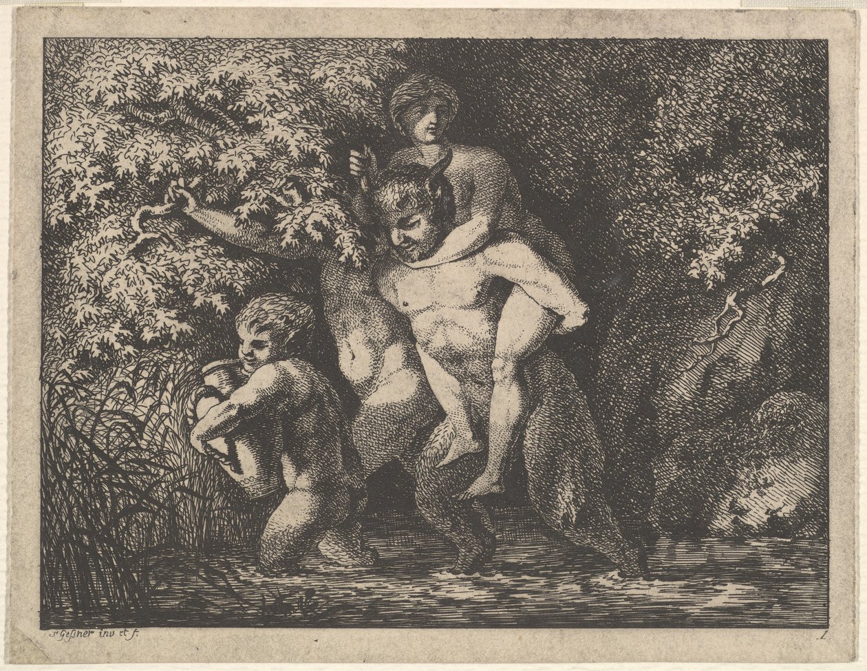 Rodina Satyrů v pohybu, 18. století. od Salomon Gessner