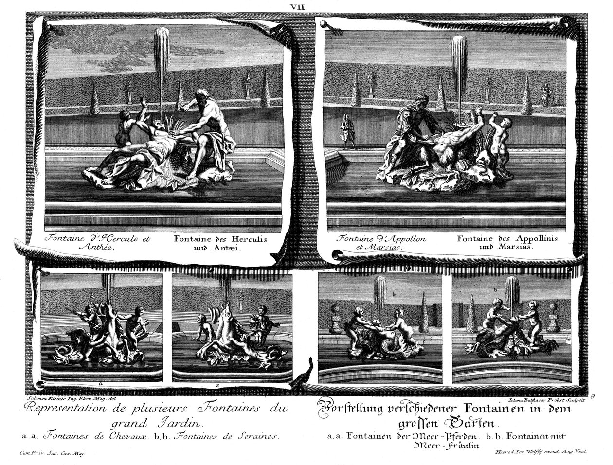 Šest různých fontán ve velké zahradě od Salomon Kleiner