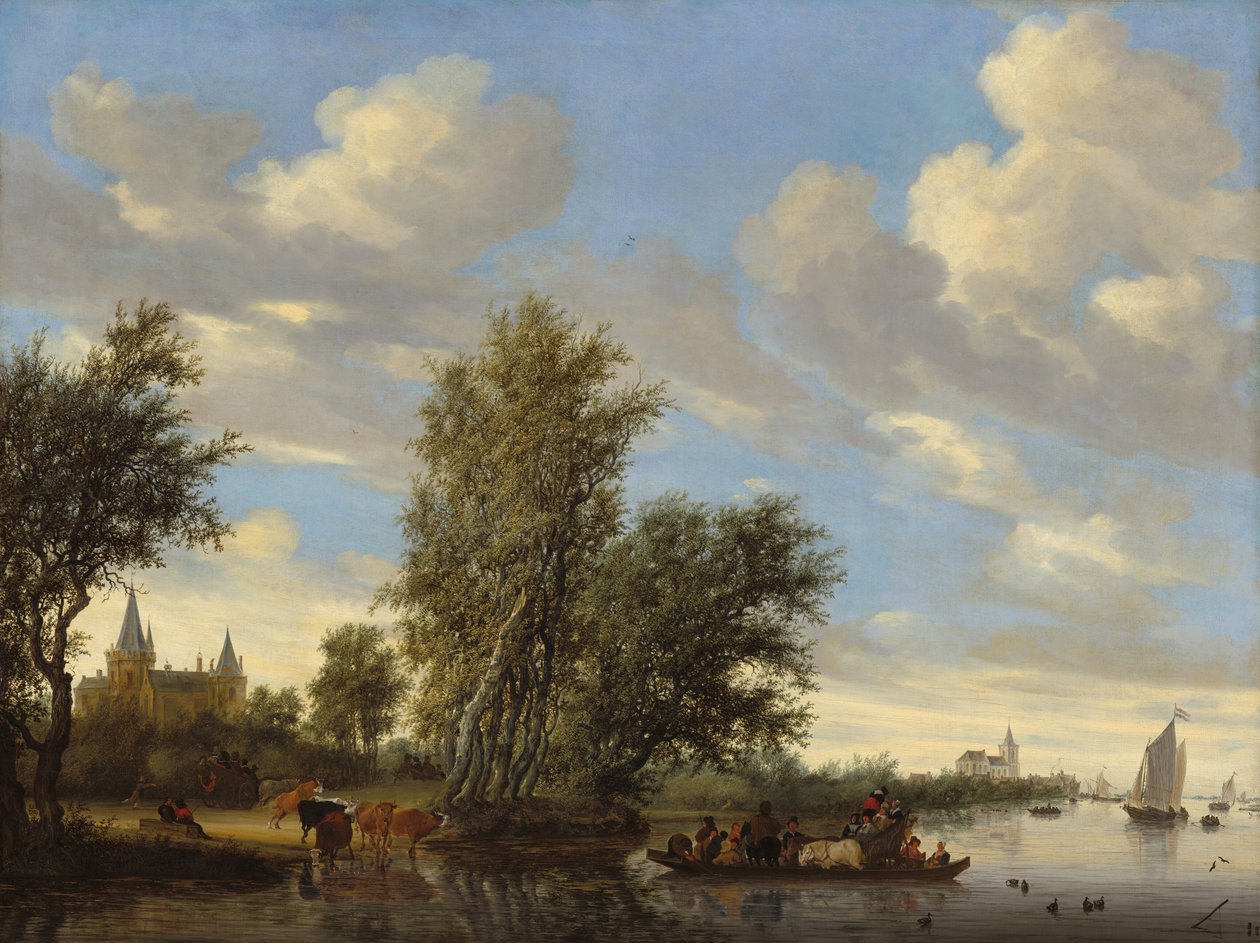 Říční krajina s trajektem, 1649. od Salomon Ruysdael