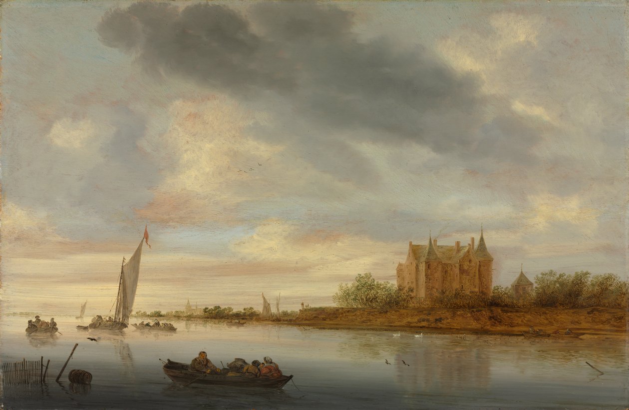 Hrad na řece od Salomon van Ruysdael