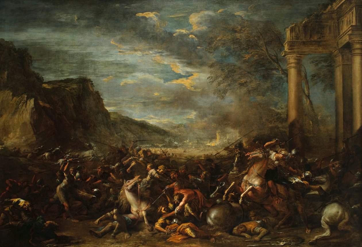 Bitva kavalerie od Salvator Rosa