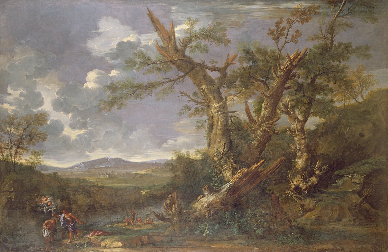Krajina s křtem v Jordánu od Salvator Rosa