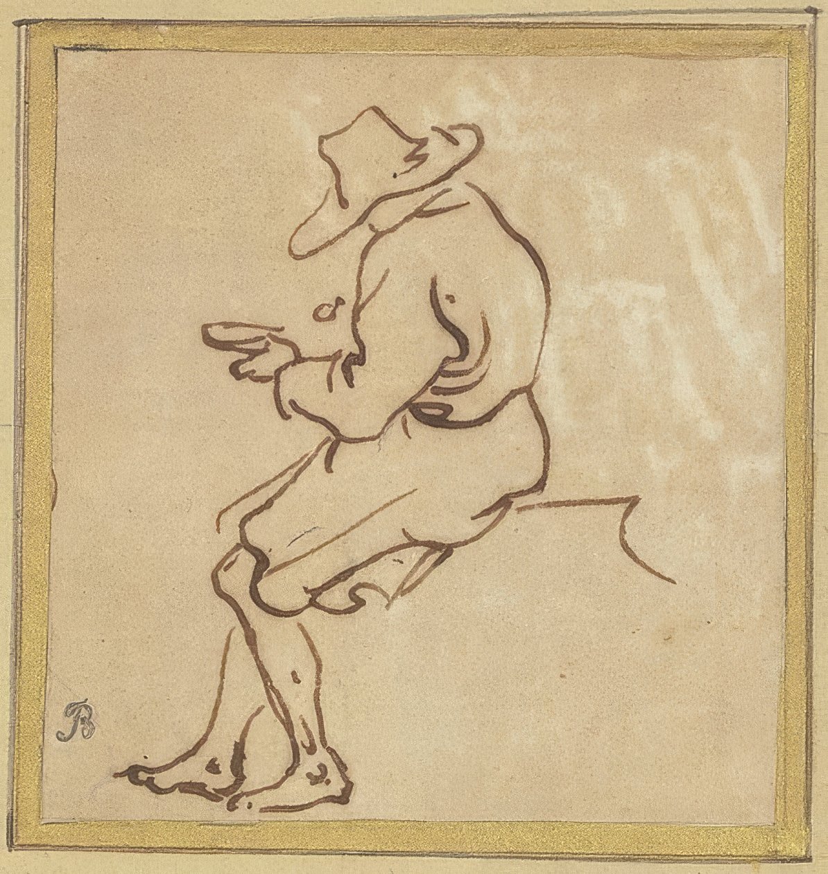 Sedící muž v profilu vlevo od Salvator Rosa