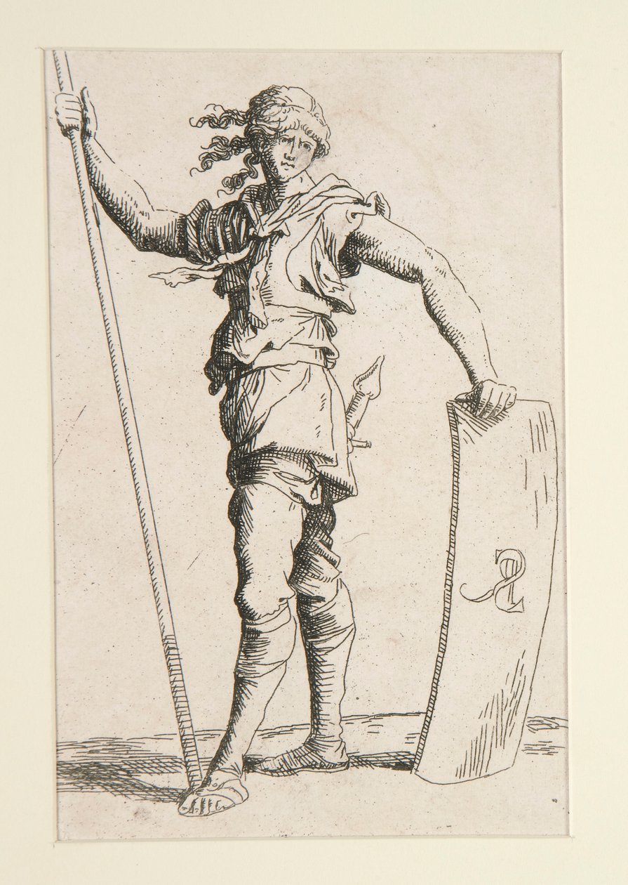 Voják s Lancem a štítem od Salvator Rosa