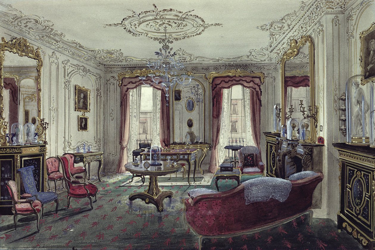 Interiér salonu v městském domě, 19. století (akvarel) od Samuel A. Rayner
