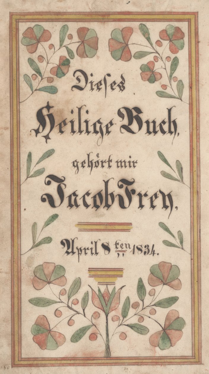 Bookplat for Jacob Frey, 1834 (inkoust a barva na papíře) od Samuel Bentz