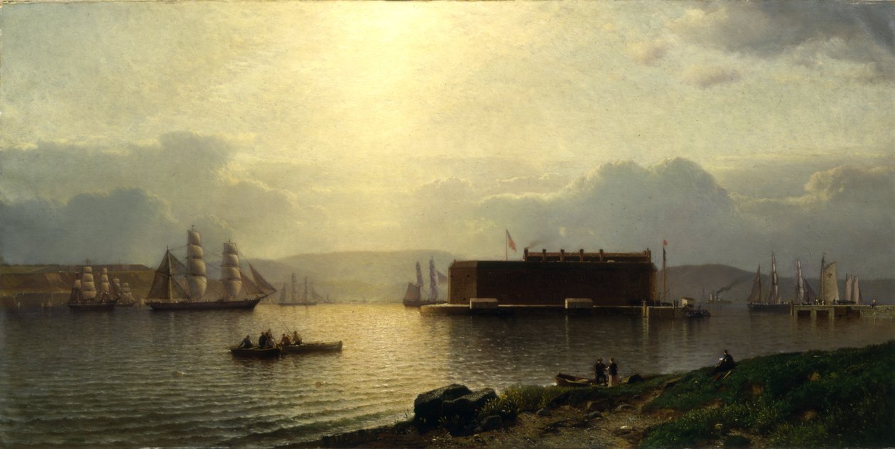 The Narrows a Fort Lafayette, Lodě připlouvající do přístavu, New York Harbor, 1868 od Samuel Colman