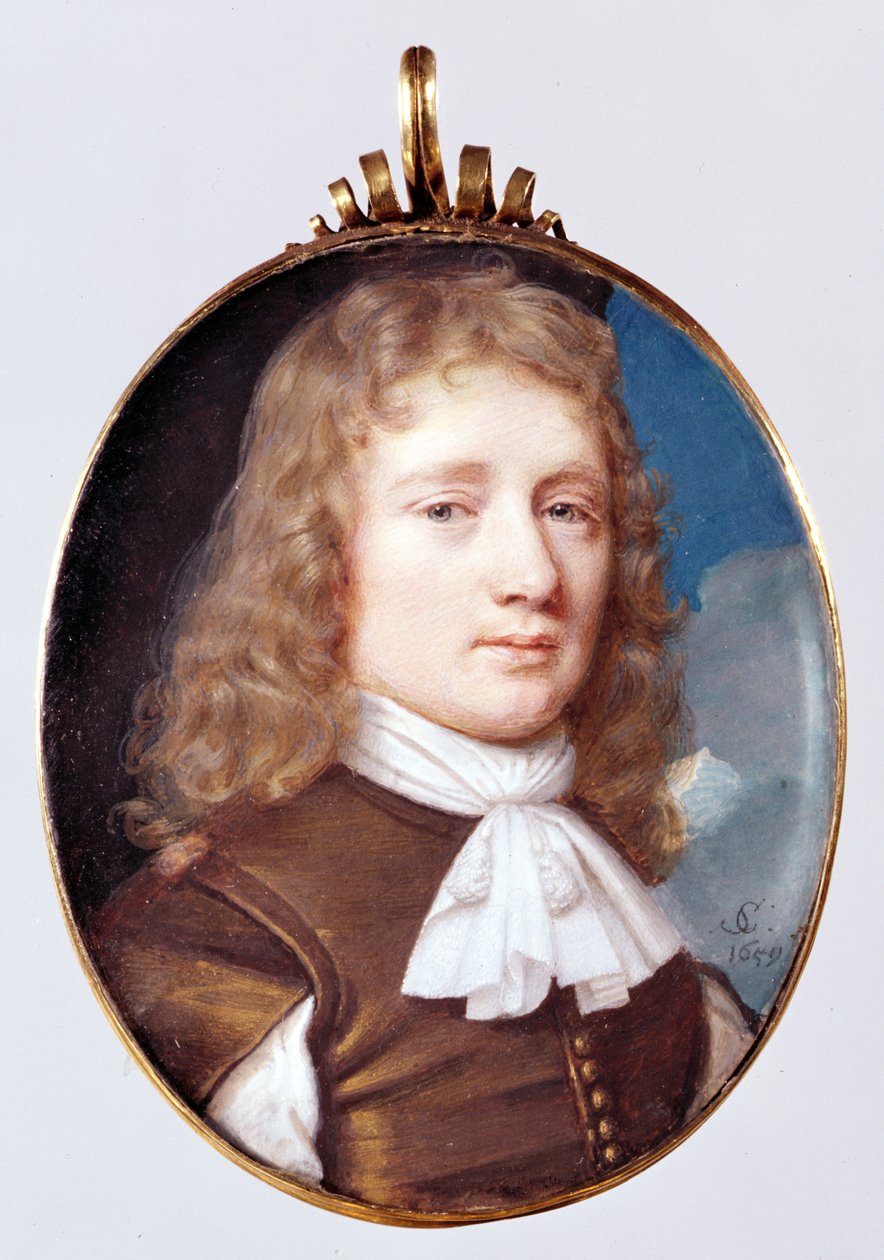 Miniaturní portrét neznámého muže, 1659 (wc na pergamenu) od Samuel Cooper