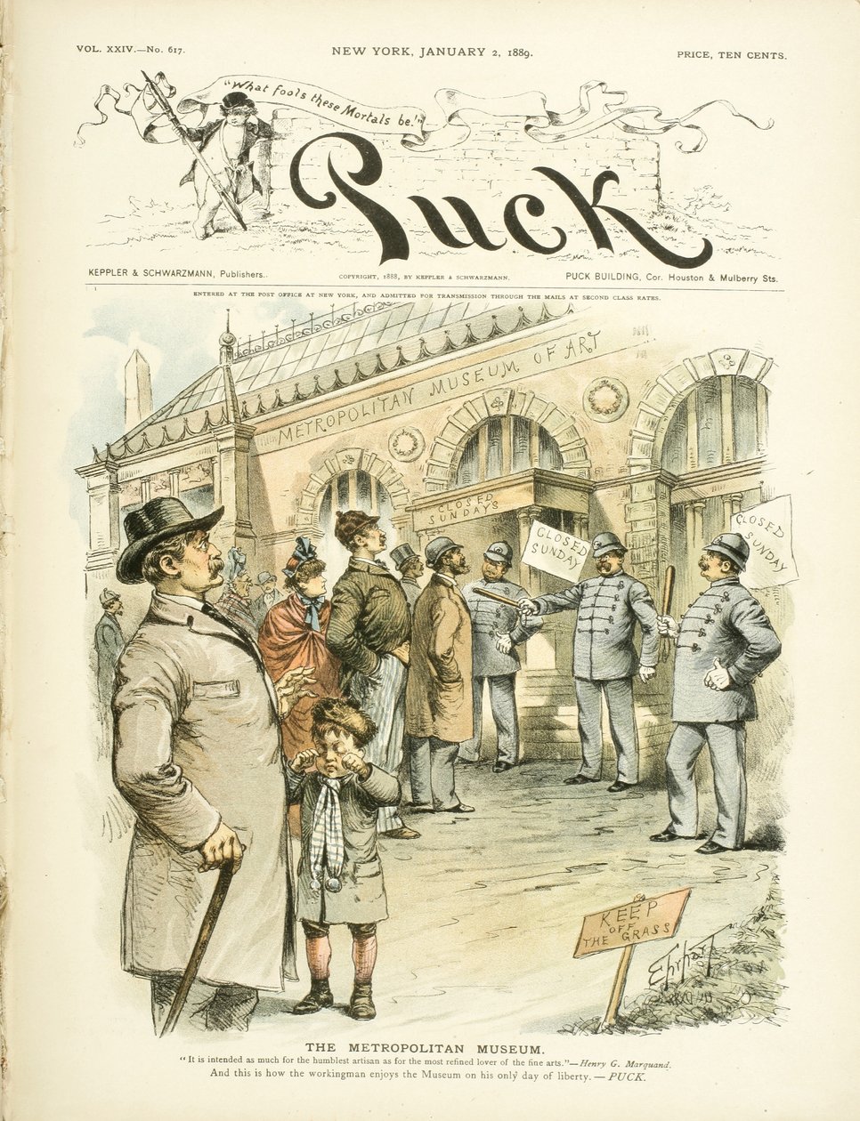 Metropolitní muzeum umění, ...a takto si dělník užívá muzeum..., 1889 od Samuel D. Ehrhart