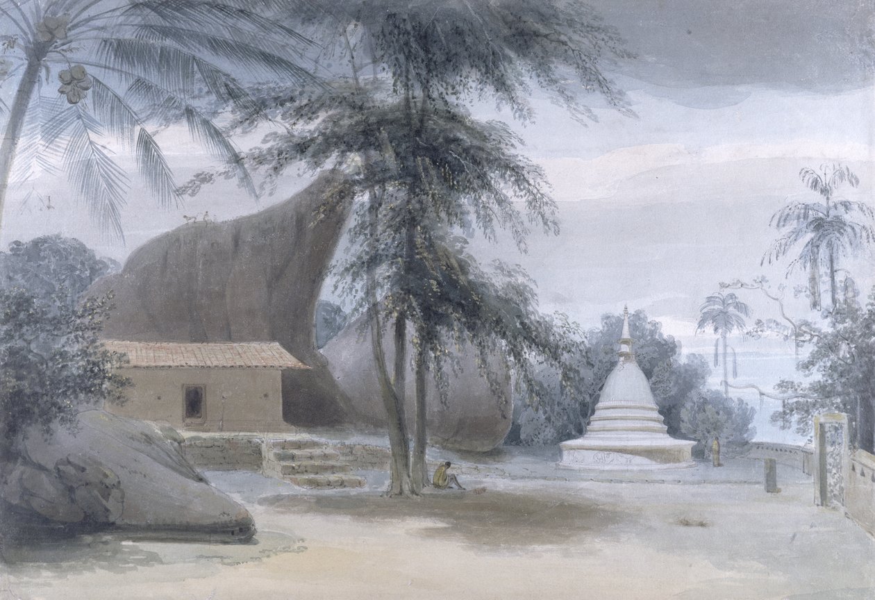 Scéna mezi Galle a Matura, asi šest mil od Galle, kolem 1801 (wc a barva karoserie přes grafit na papíře) od Samuel Daniell