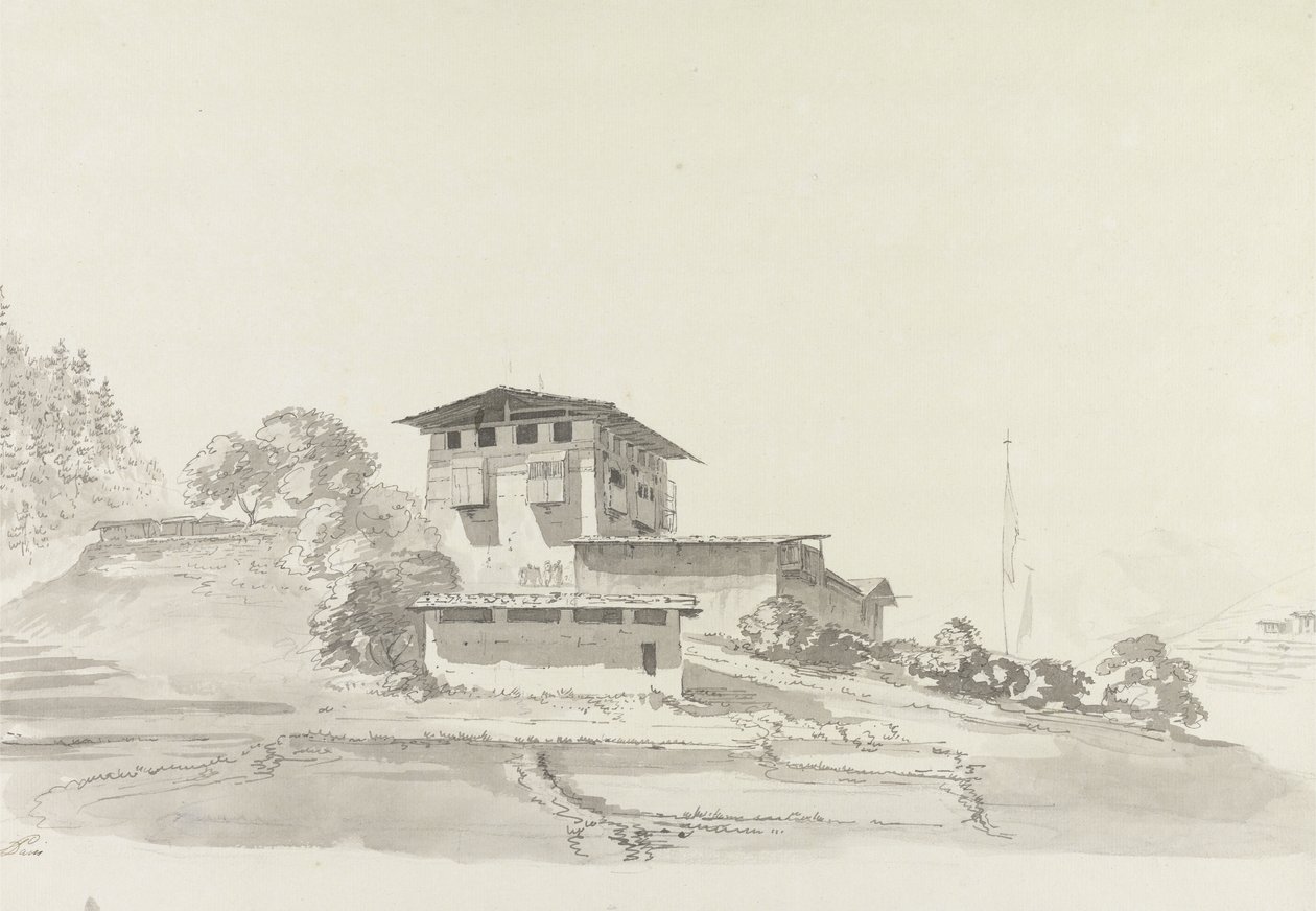 Wankaka, Uganda 1783 (wc a grafit na papíře) od Samuel Davis