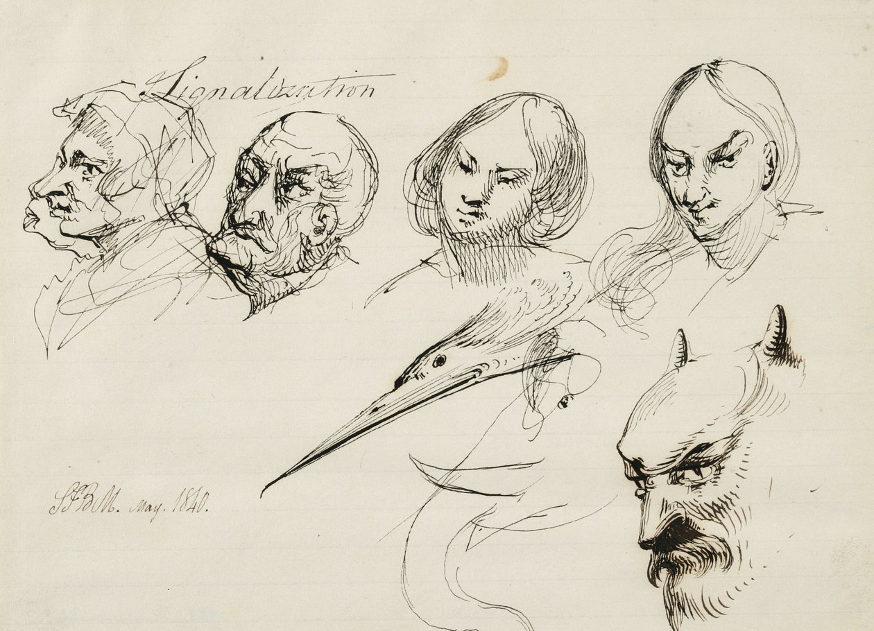 Signalizace, 1840 (pero a tmavě hnědý inkoust na smetanově linkovaném papíru) od Samuel Finley Breese Morse
