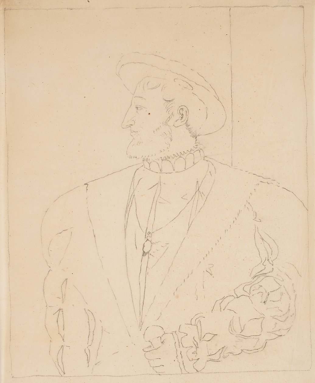 Skica Františka I. (studie pro Galerii Louvre), kolem 1831-32 (grafit na pauzovacím papíře) od Samuel Finley Breese Morse