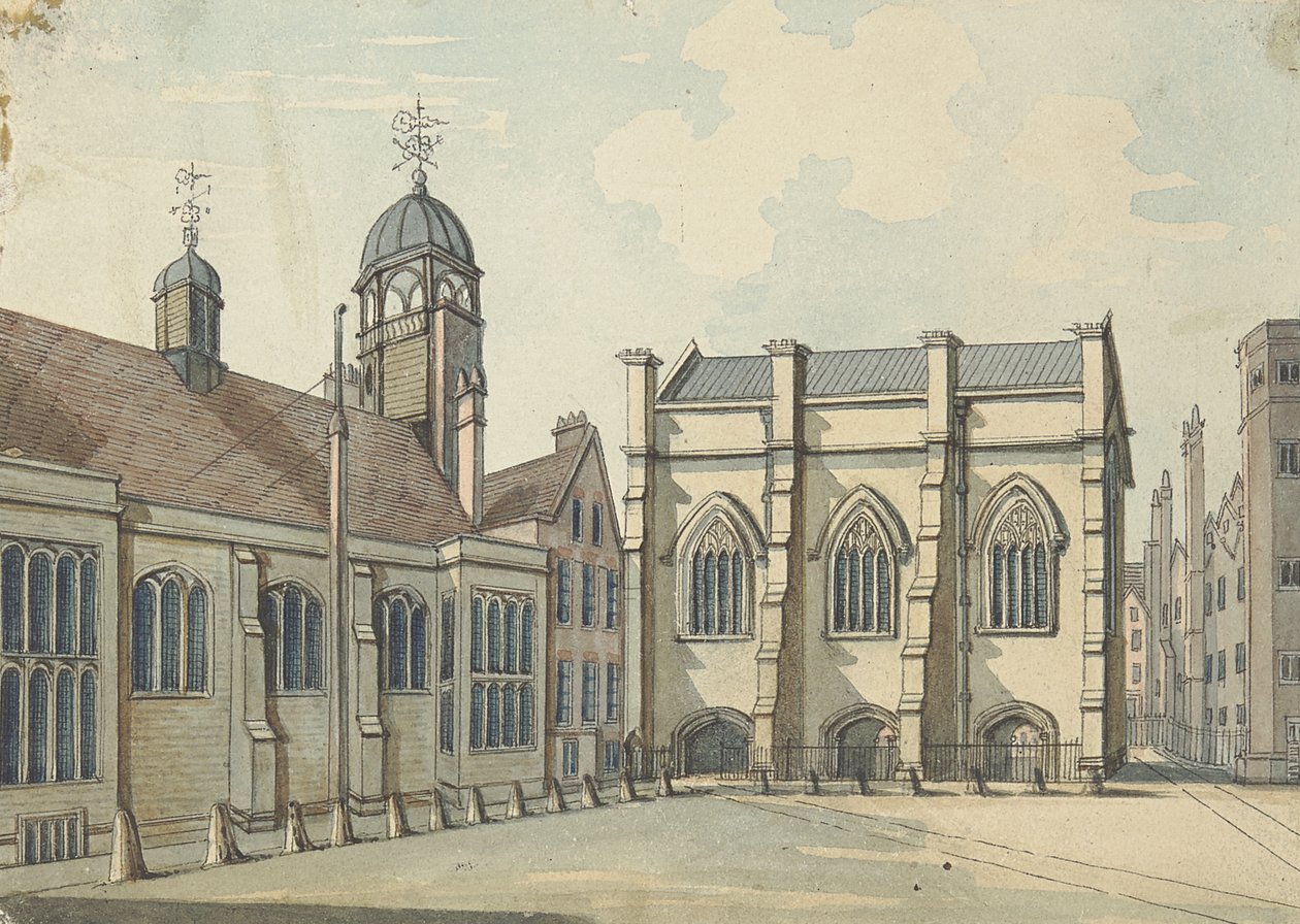 Lincolns Inn Hall and Chapel (wc s perem a inkoustem přes grafit na papíře) od Samuel Ireland