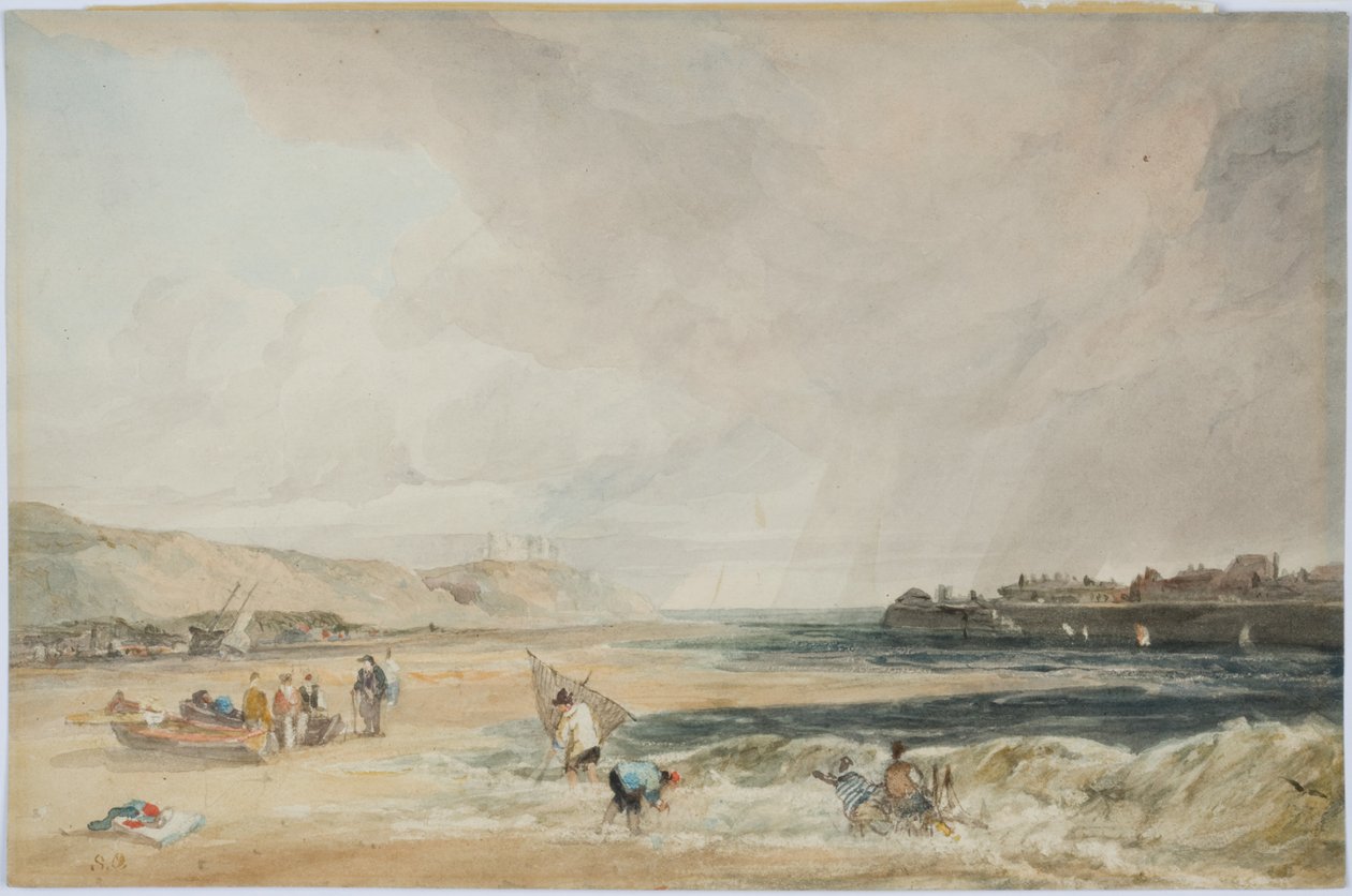 Whitby Castle (tužka a wc na papíře) od Samuel Owen
