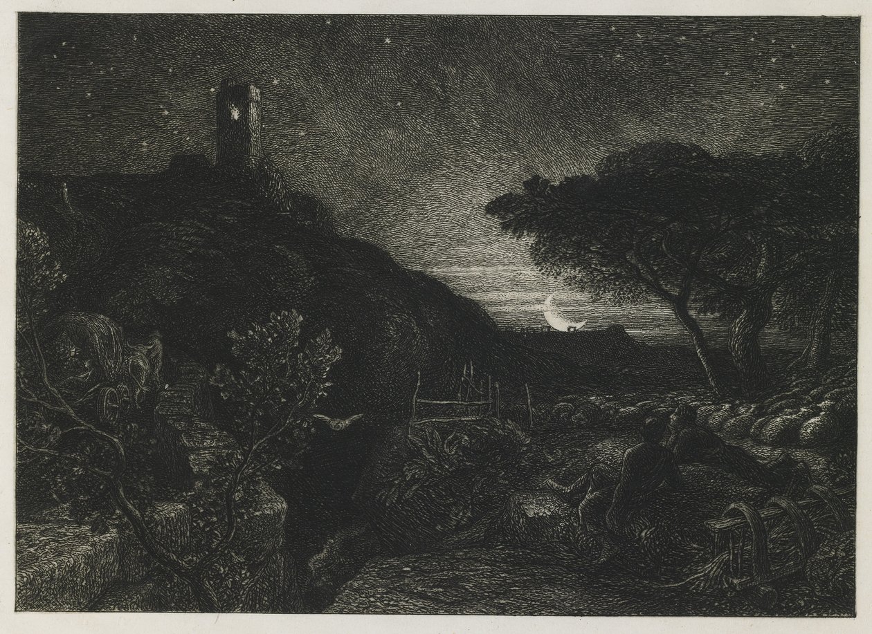 Osamělá věž, 1879 od Samuel Palmer