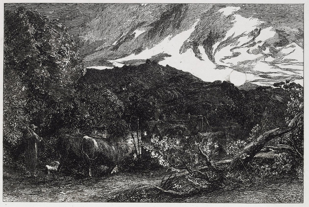 The Weary Poughman, 1858 (lept a suchá jehla) od Samuel Palmer