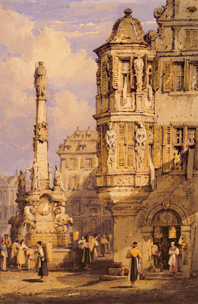 Tržní náměstí, Wurzburg, Bavorsko od Samuel Prout