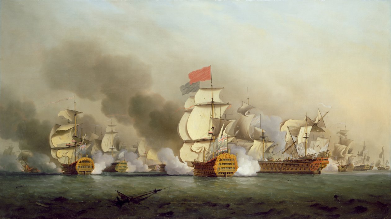 Vítězství viceadmirála Sira George Ansona (1697-1762) u mysu Finisterre, 1749, olej na plátně) od Samuel Scott