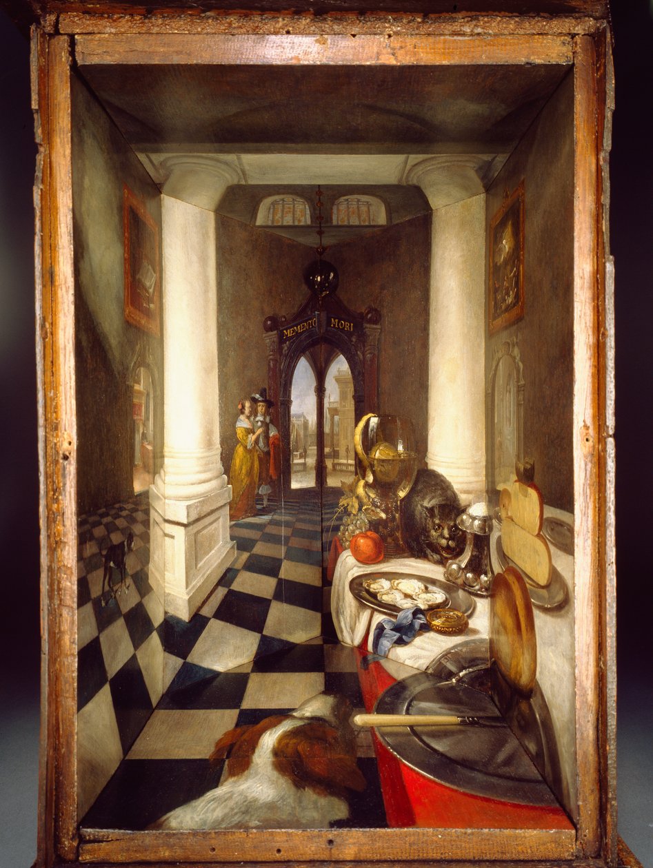 Perspective Box of a Dutch Interior, 1663 (olejová barva, skleněné zrcadlo a ořech) od Samuel van Hoogstraten