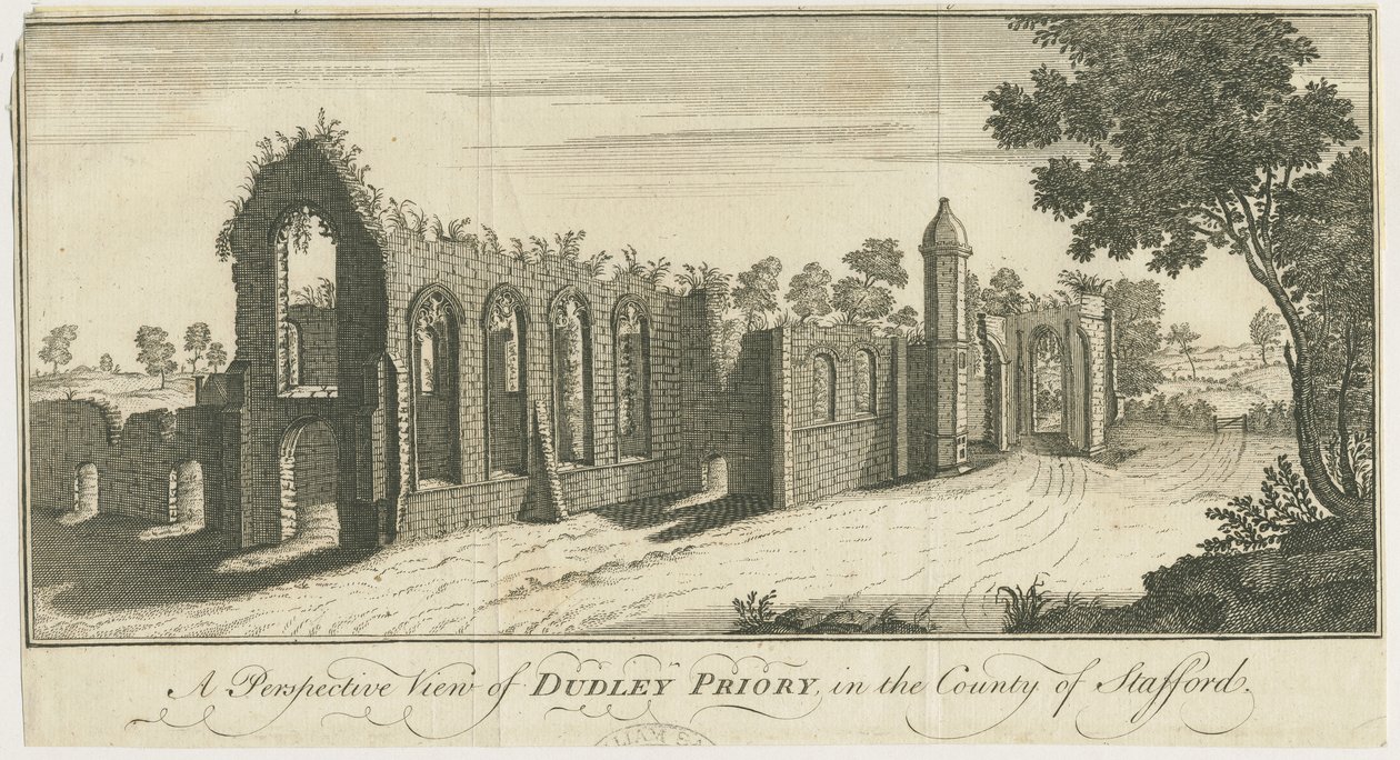 Dudley Priory: rytina od Samuel Buck