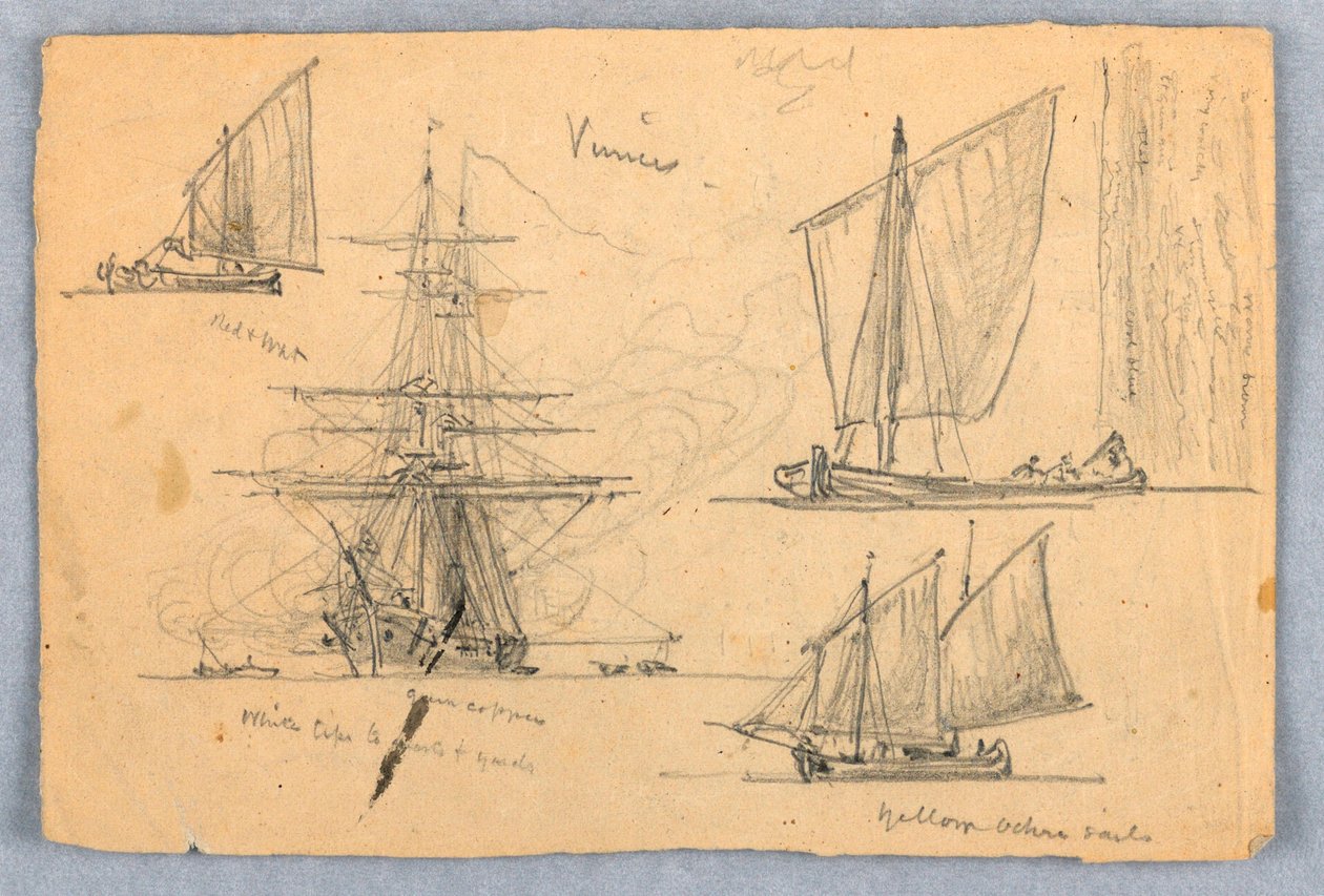 Kreslení, náčrty. Lodě, Benátky, Itálie, říjen 1872 od Samuel Colman