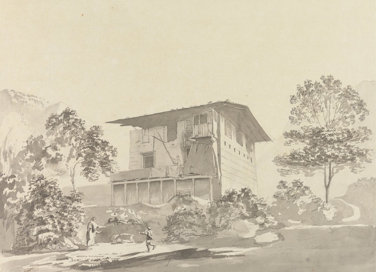 Ve vesnici poblíž Tassisudonu [Tashicho Dzong] od Samuel Davis