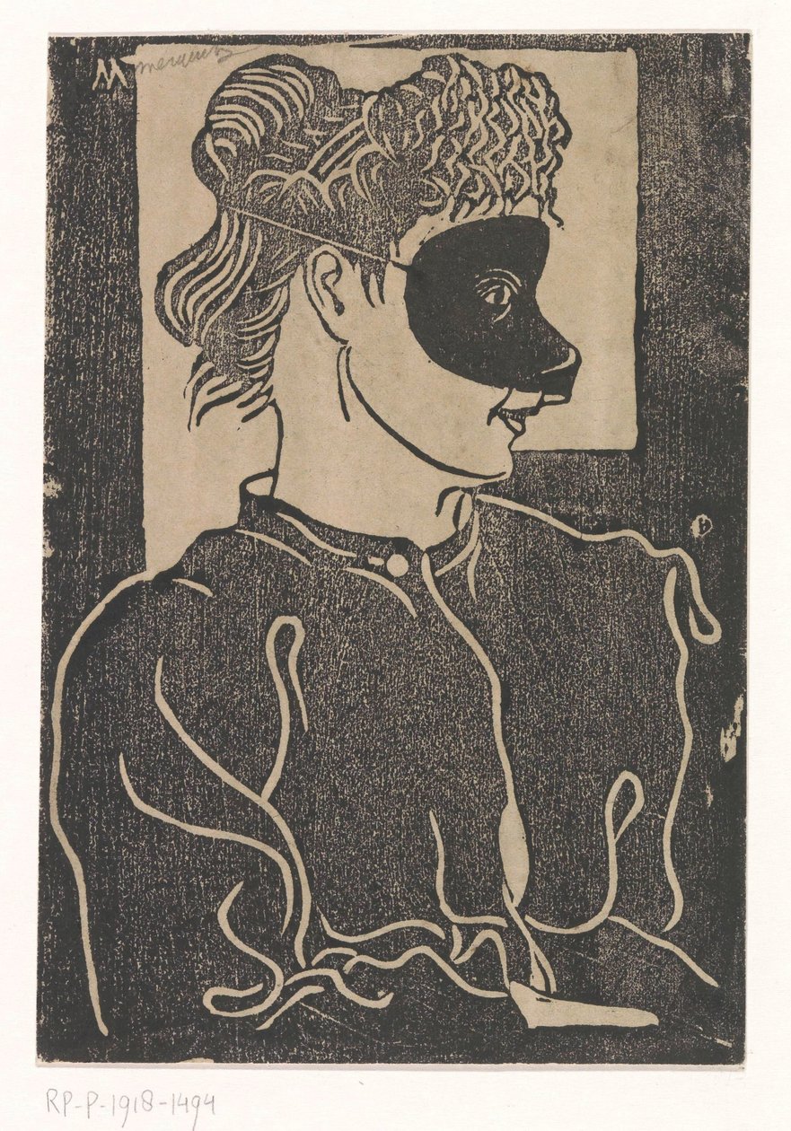maskovaná žena od Samuel Jessurun de Mesquita (signed by artist)