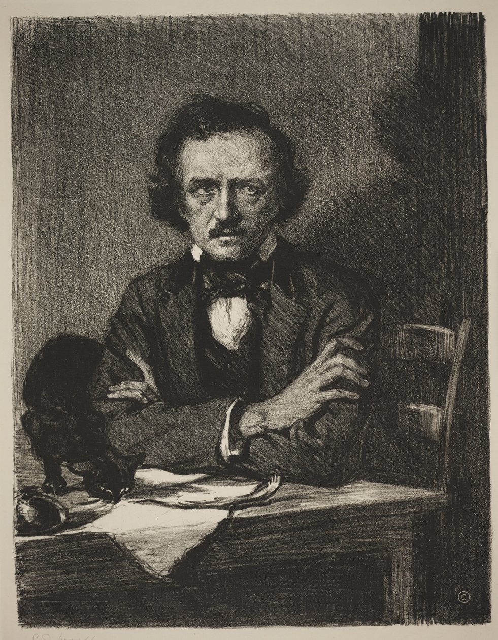 Edgar Allan Poe (litho) od Samuel Johnson Woolf