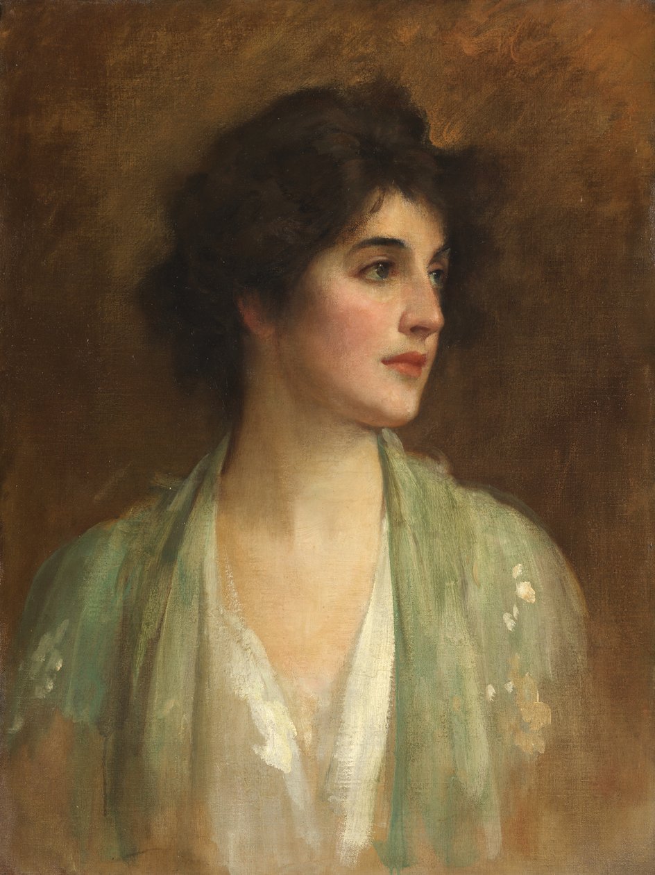 Zelený šátek od Samuel Luke Fildes