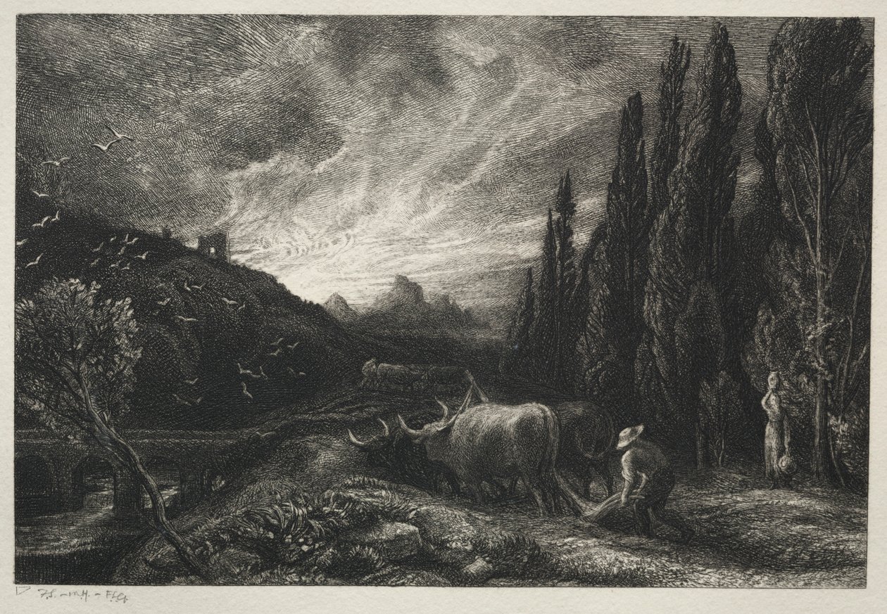 The Early Plowman, před rokem 1861. od Samuel Palmer