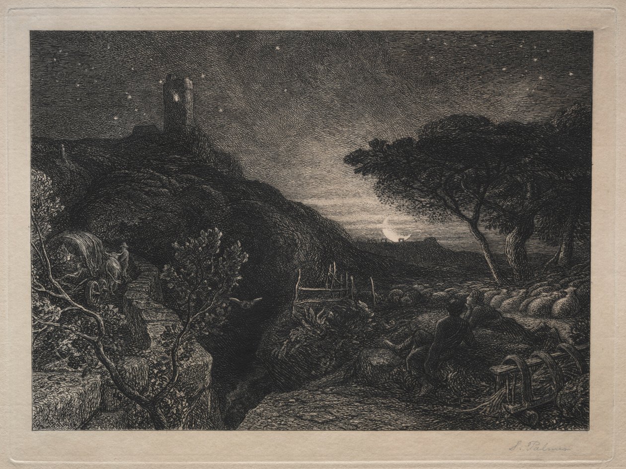 Osamělá věž. od Samuel Palmer