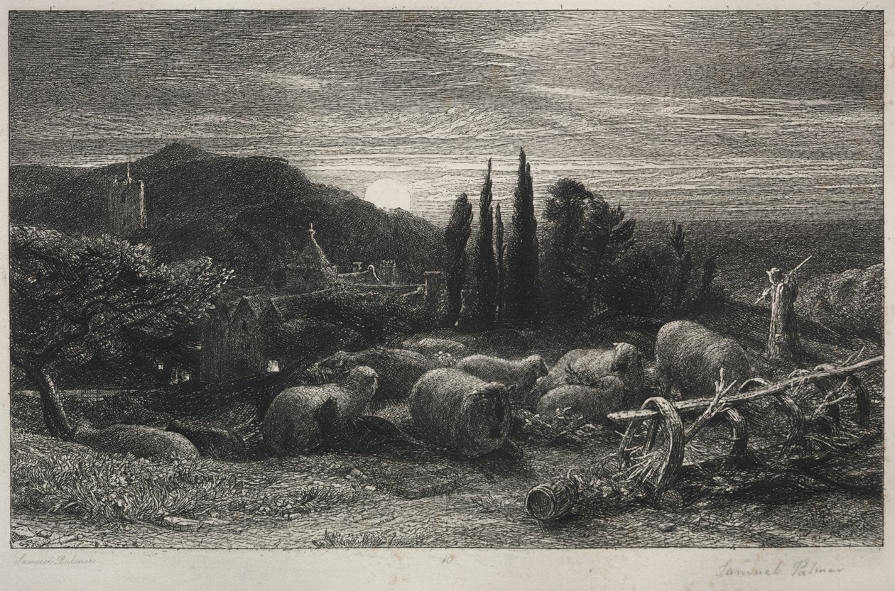 Vycházející měsíc od Samuel Palmer