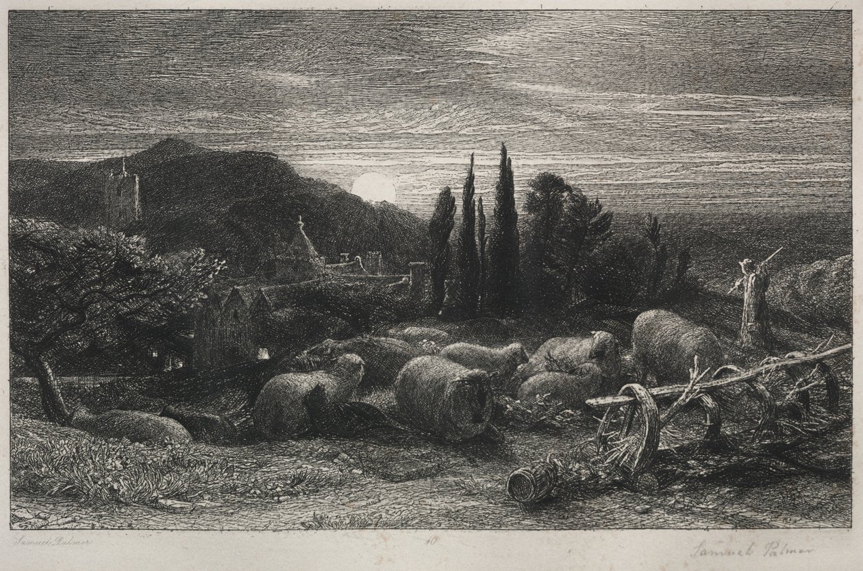Vycházející měsíc. od Samuel Palmer