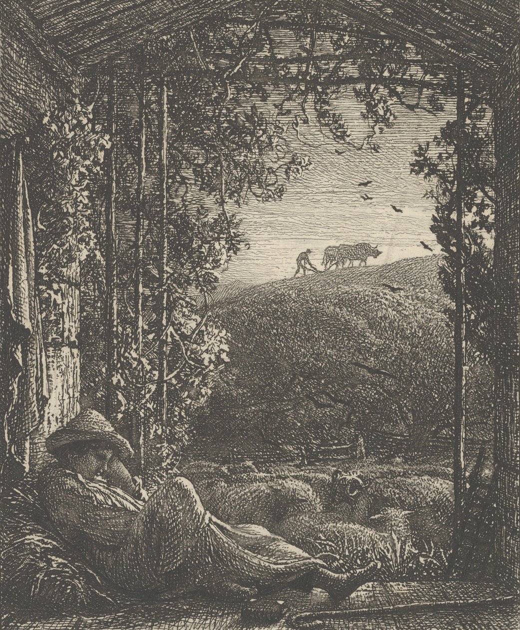 Spící pastýř, časné ráno, 1857. od Samuel Palmer