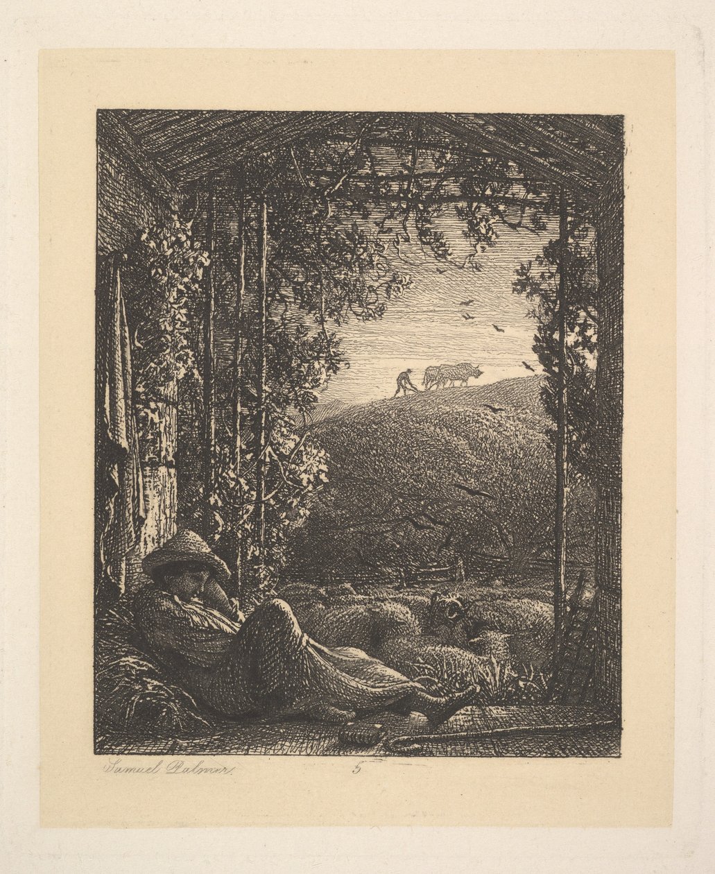 Spící pastýř, časné ráno, 1857. od Samuel Palmer