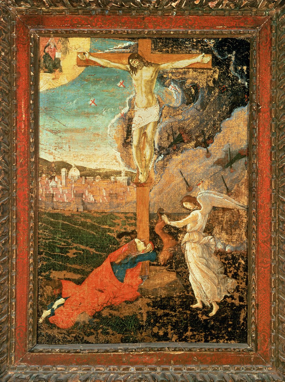 Mystic Crucifixion, cca 1500 (tempera a olej na plátně přenesené z panelu) od Sandro Botticelli