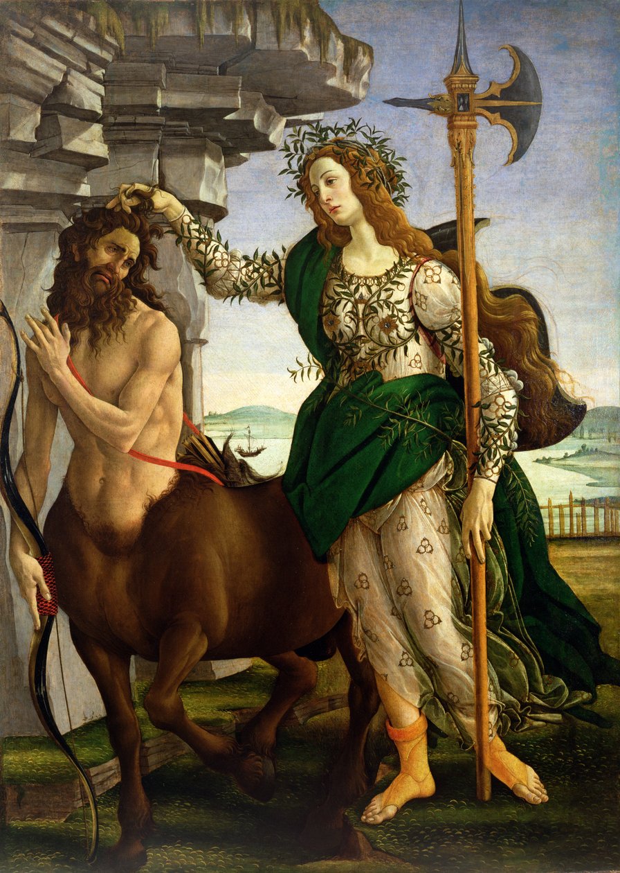 Athena a Kentaur, kolem 1480 (tempera na panelu) od Sandro Botticelli