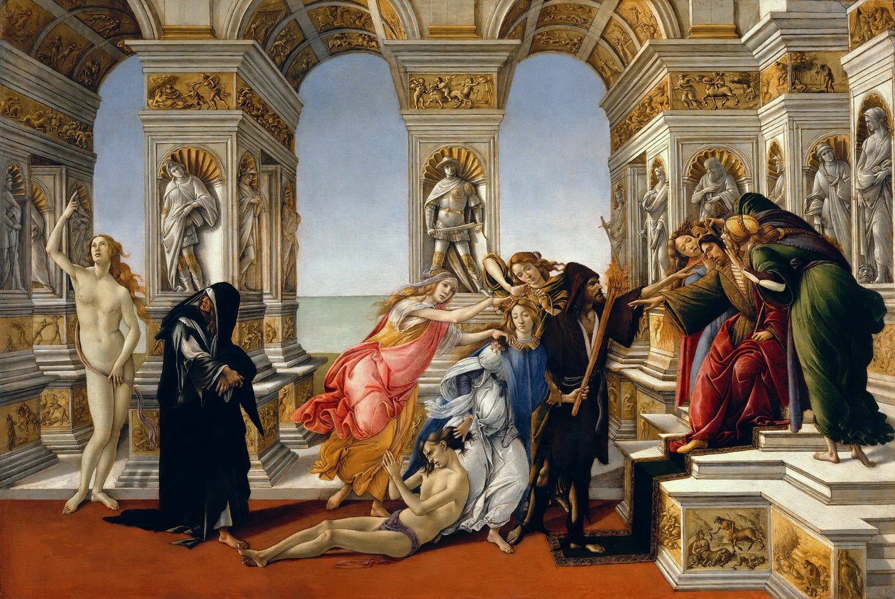 Calumny z Apelles, 1497-98 od Sandro Botticelli