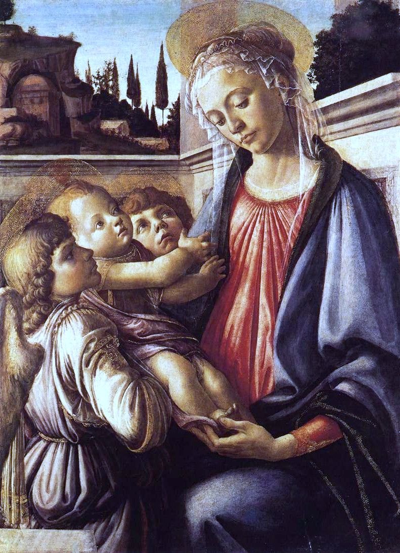 Madona s dítětem a dva andělé od Sandro Botticelli