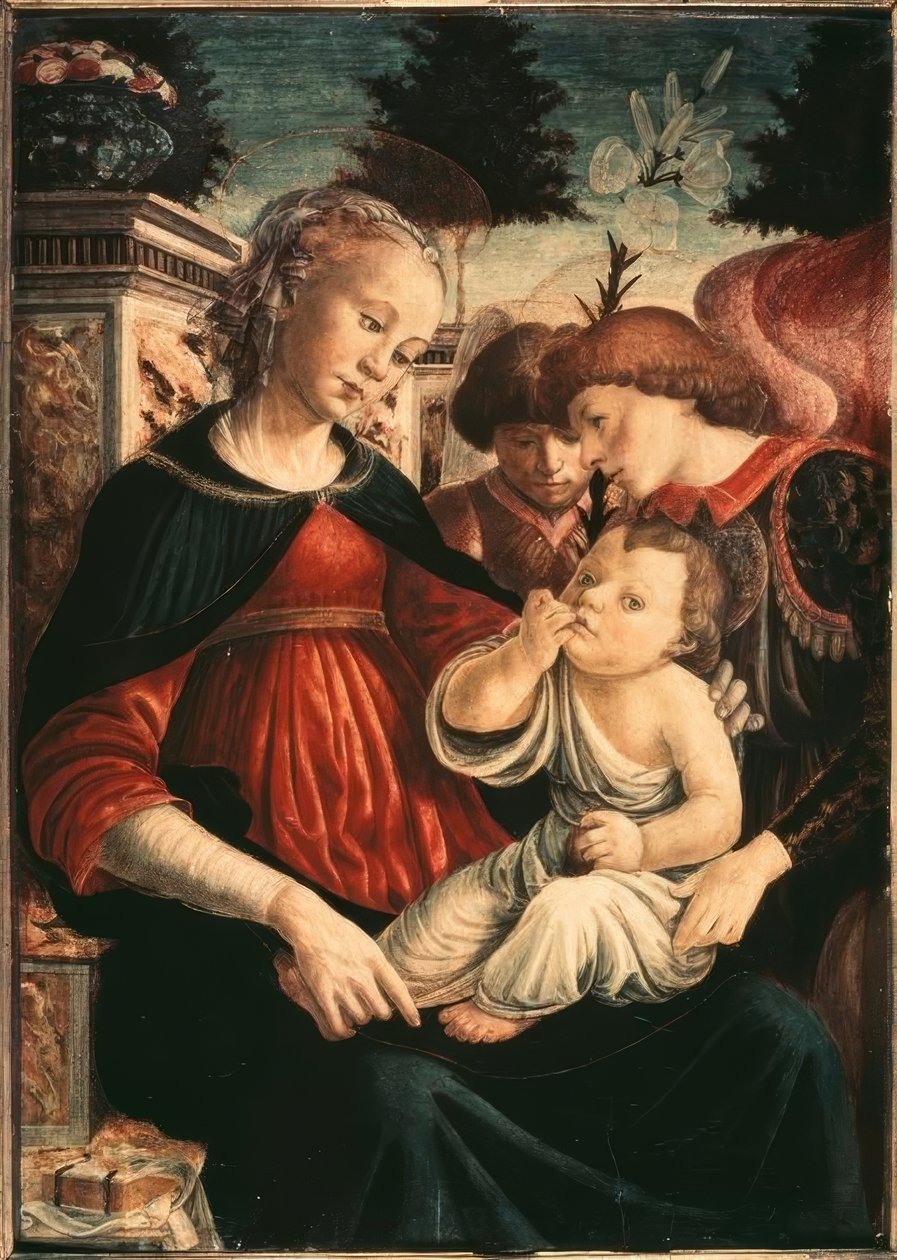 Marie s dítětem a dvěma anděly od Sandro Botticelli