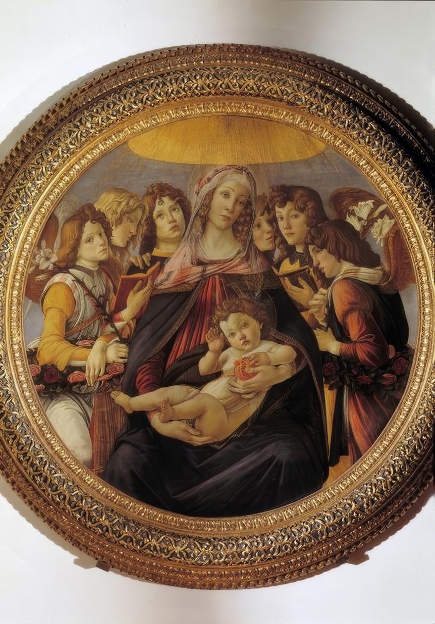 Marie s dítětem a šesti anděly od Sandro Botticelli