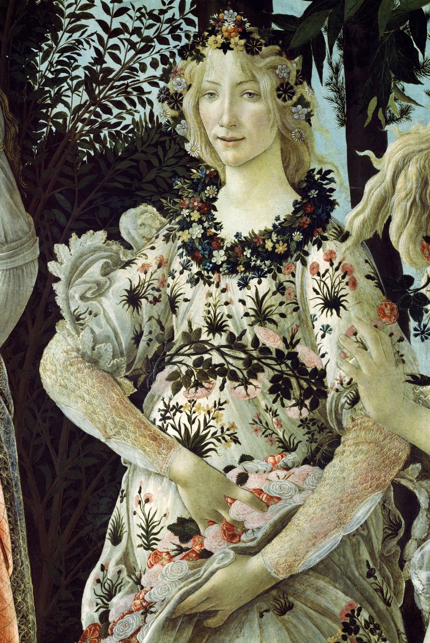 Primavera, c.1478,tempera na detail panelu 558 od Sandro Botticelli